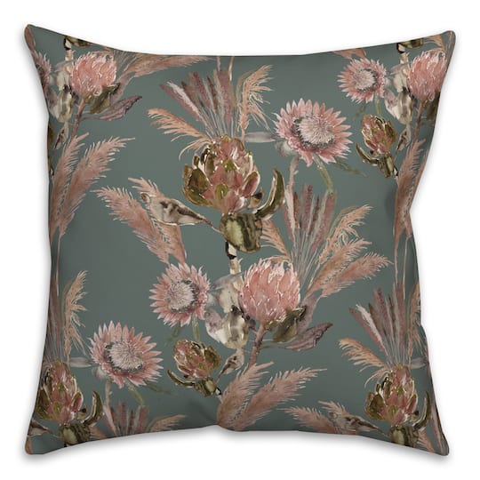 Mixed Protea Blooms Throw Pillow